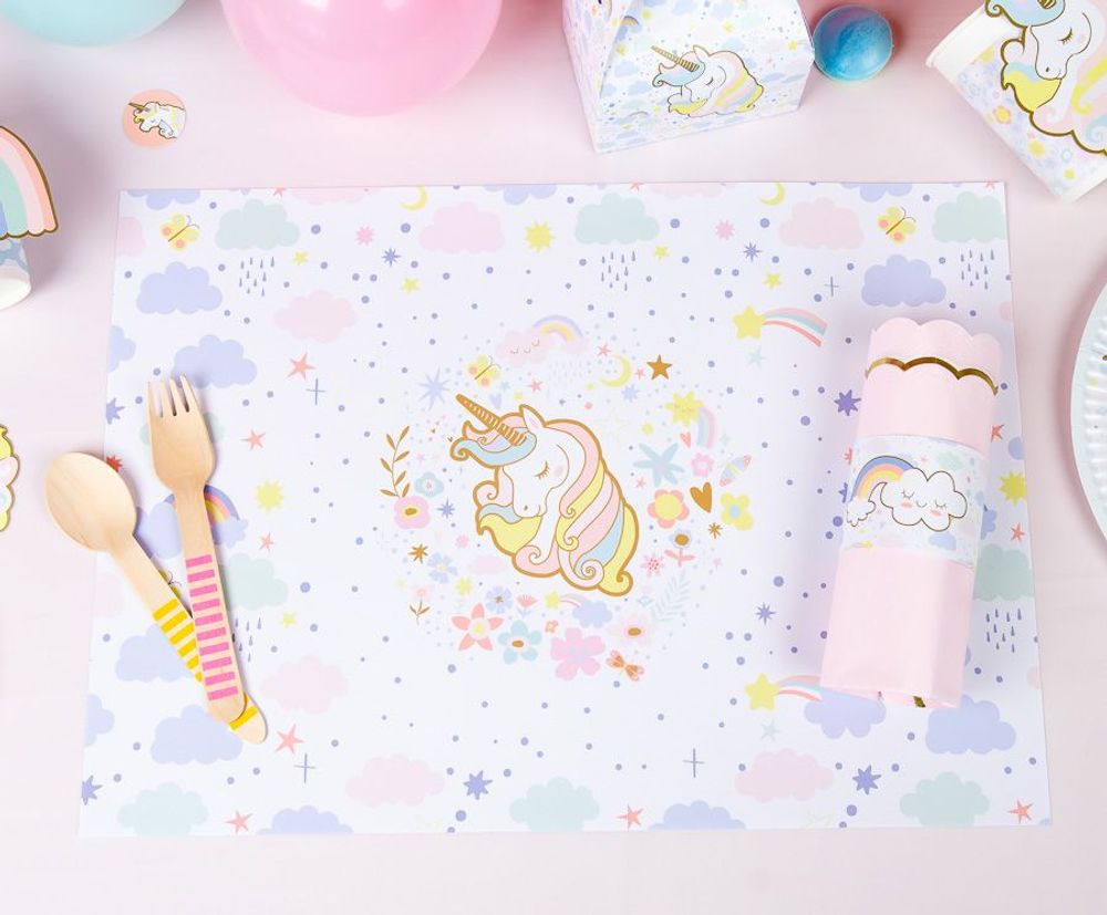 Anniversaires - 6 Set de table Licorne - Recyclable - ANNIKIDS