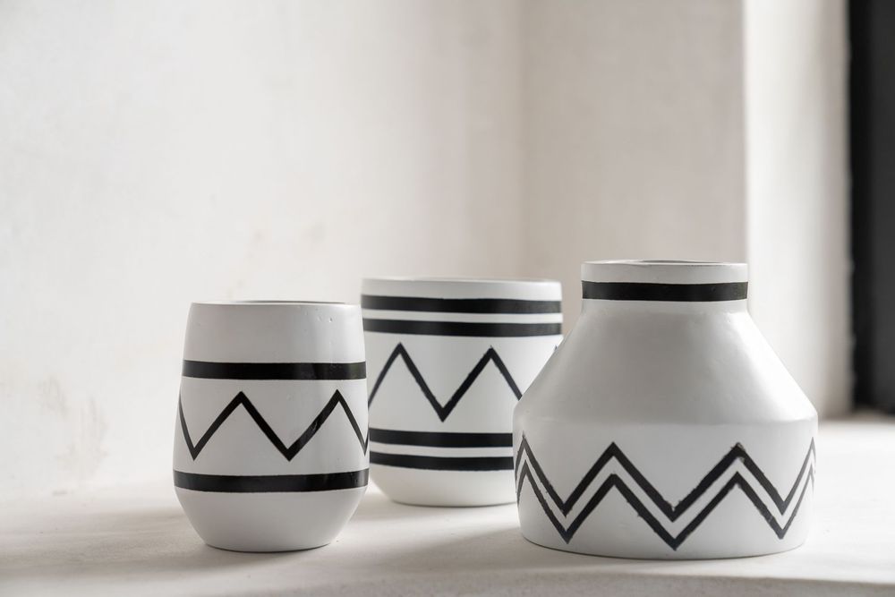 Vases - Le Porte-Plante Santorini - Blanc Noir - BAZAR BIZAR LIVING