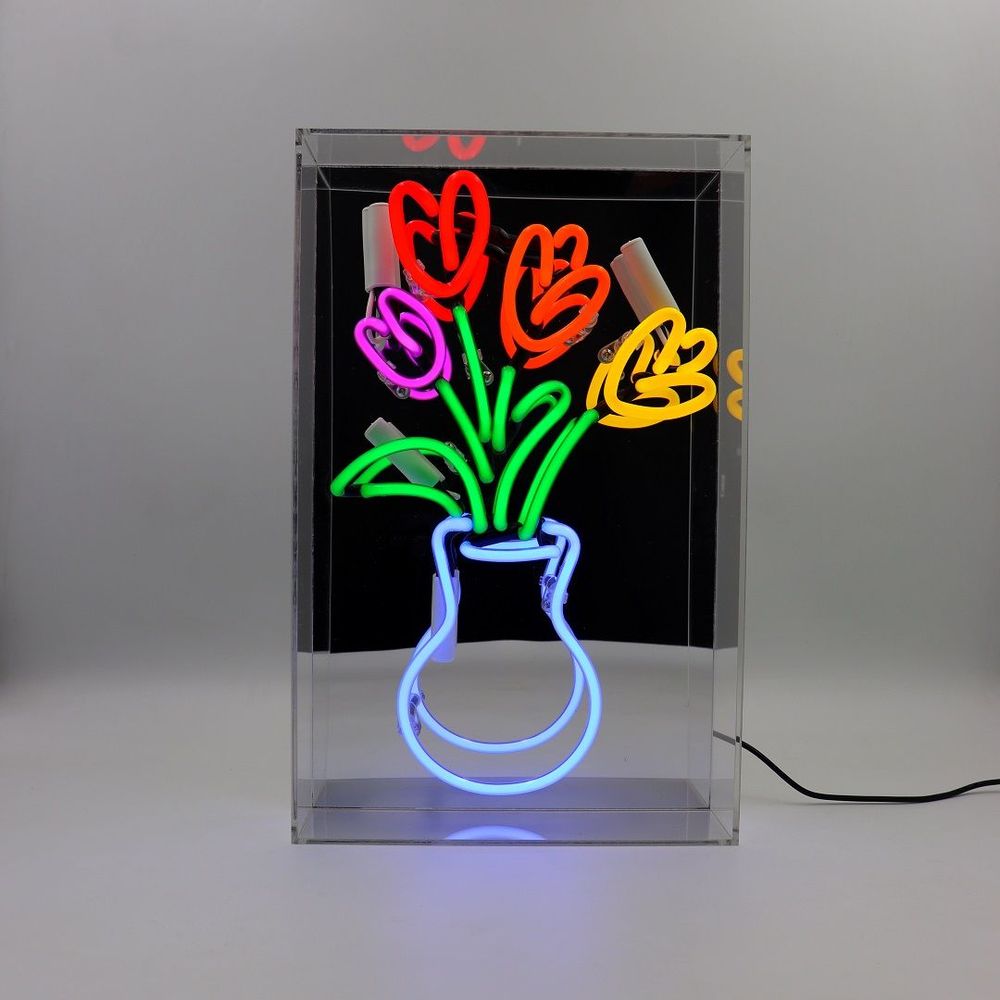 Table lamps - 'Vase of Tulips' Glass Neon Sign - LOCOMOCEAN