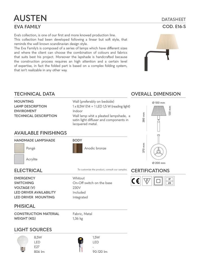 Wall lamps - E16-S Pleated Wall Lamp Exclusive Handmade in Italy - LIGHTINUP