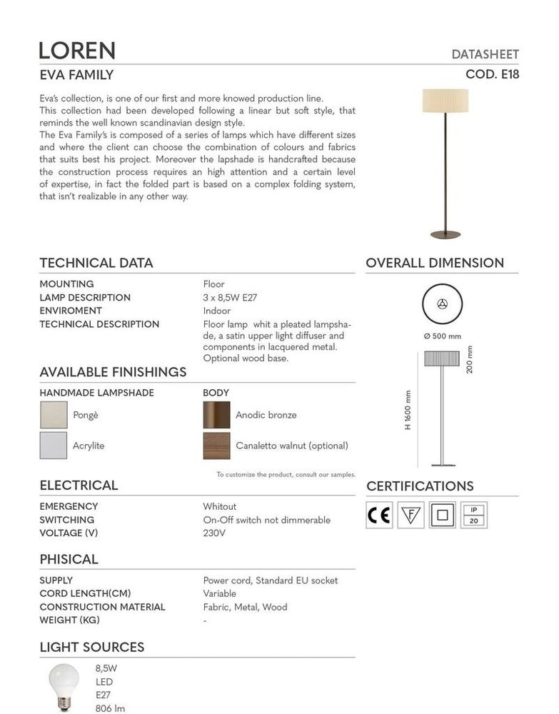 Floor lamps - E18 Pleated Floor Lamp Exclusive Handmade in Italy - LIGHTINUP