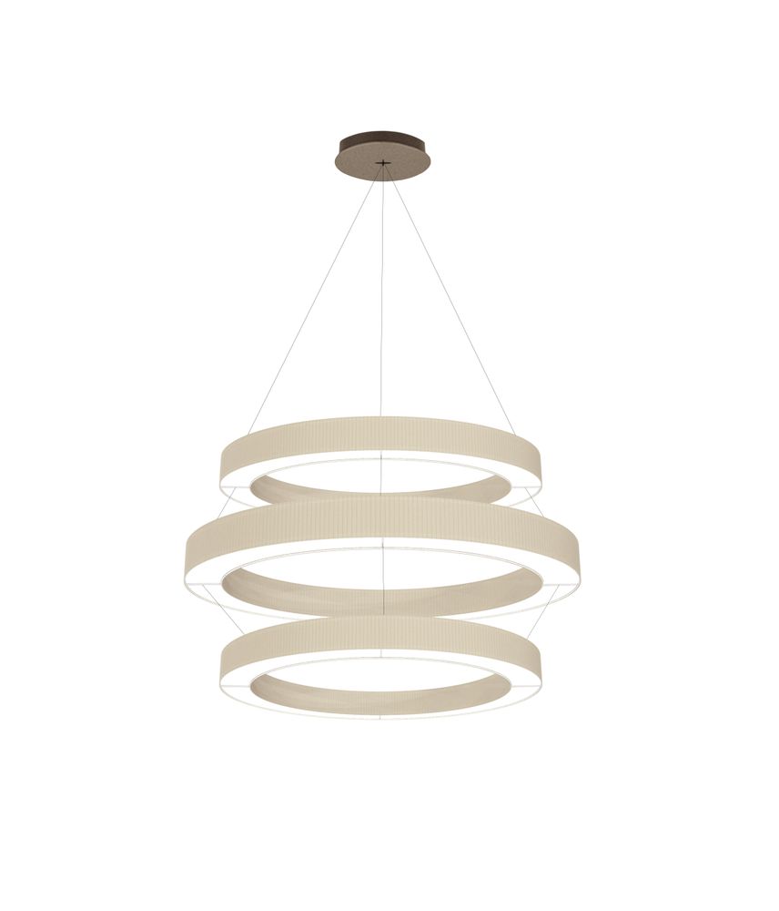 Hanging lights - R7 Triple Giant Suspension with Three Overlapped Pleated Lampshade Exclusive Handmade in Italy - LIGHTINUP
