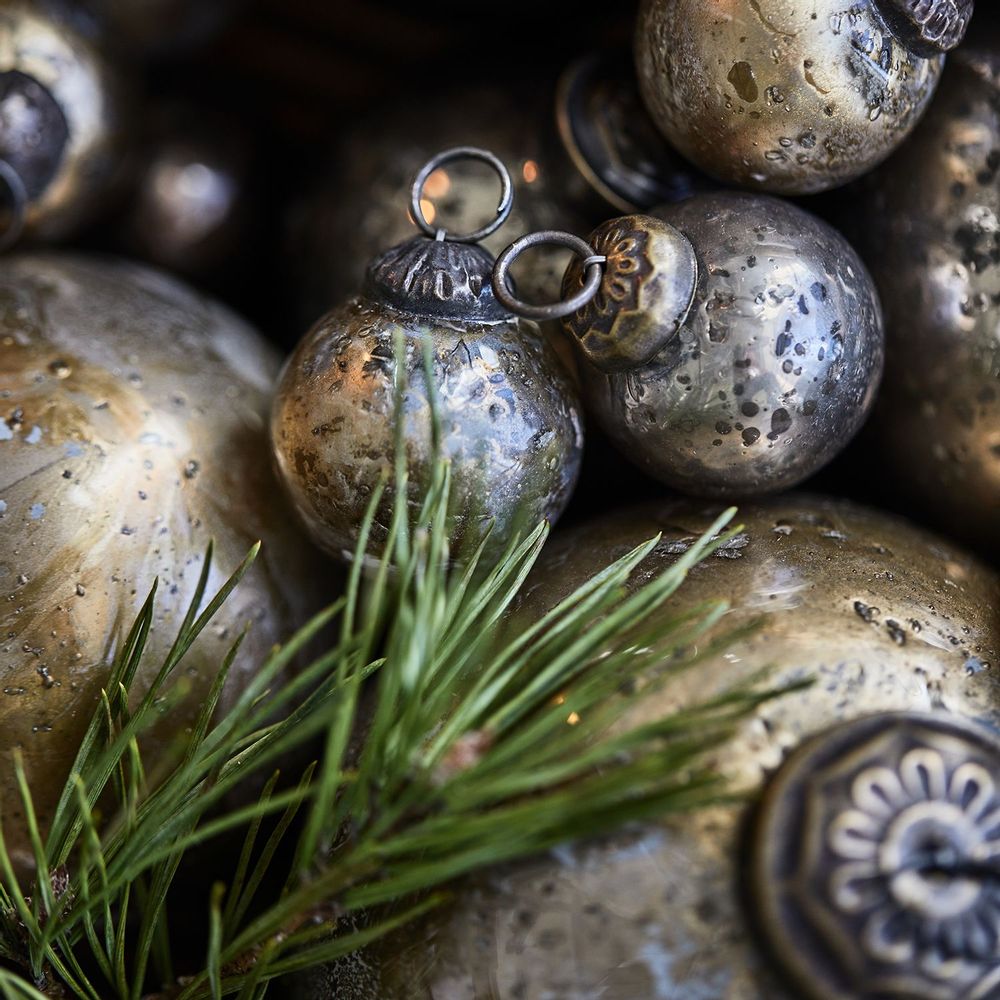Other Christmas decorations - Christmas ornament pebbled glass white/brass look poor man’s silver - IB LAURSEN