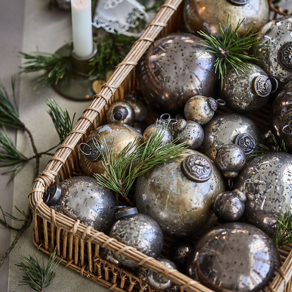 Other Christmas decorations - Christmas ornament pebbled glass white/brass look poor man’s silver - IB LAURSEN