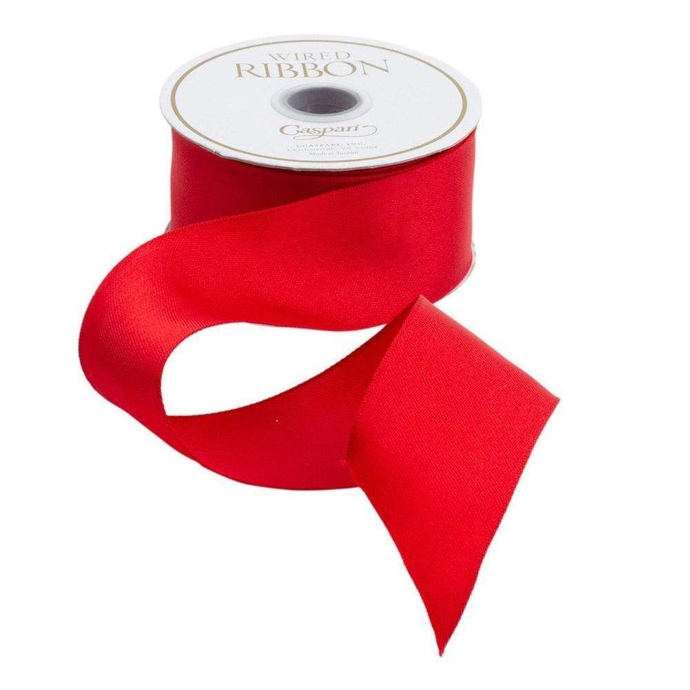 Autres décorations de Noël - Ruban filaire en satin rouge uni, bobine de 8,2 mètres. - CASPARI