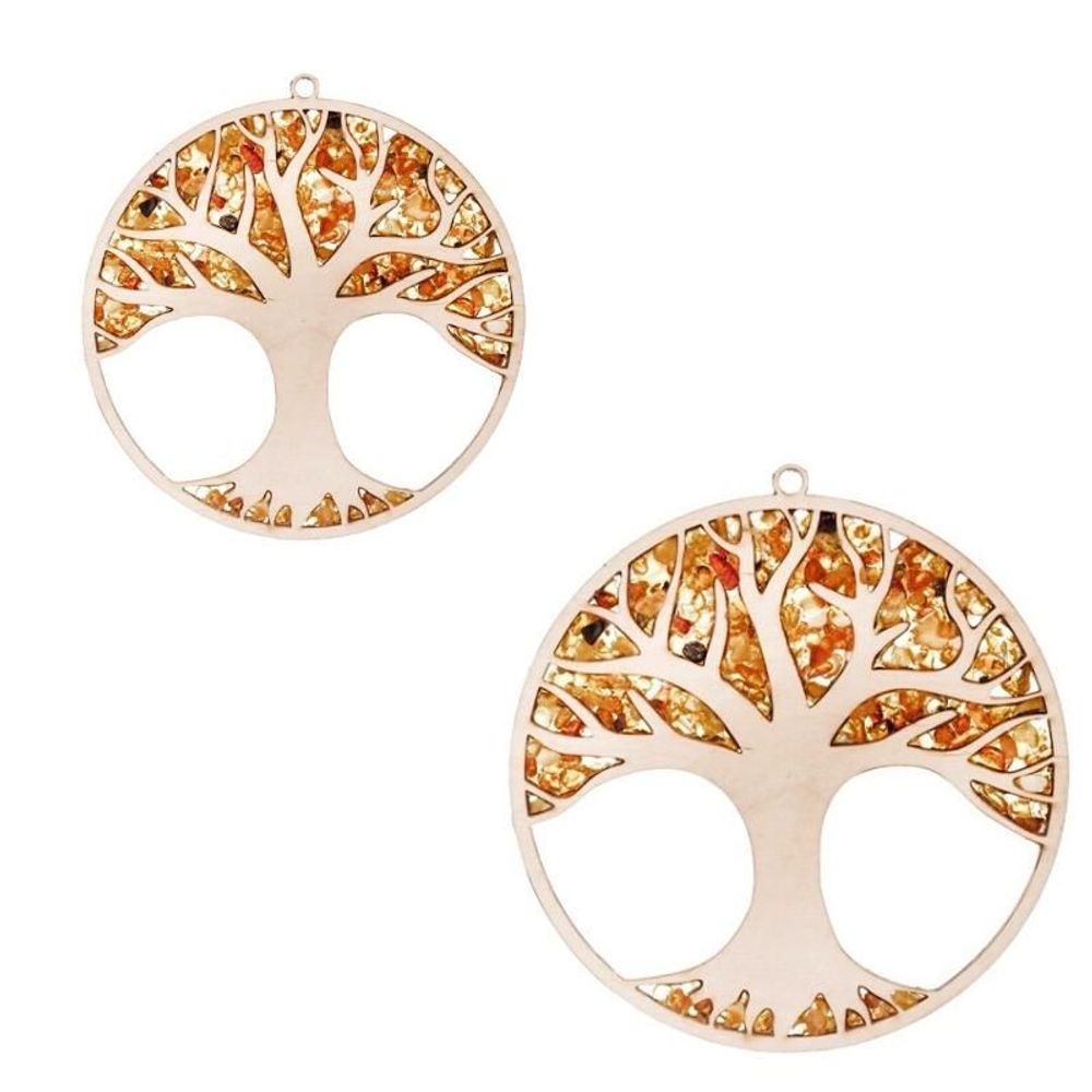 Décorations vitrail  - ARBRE DE VIE - DÉCORATIONS EN BOIS de BOULEAU ET AMBRE - OPALOOK