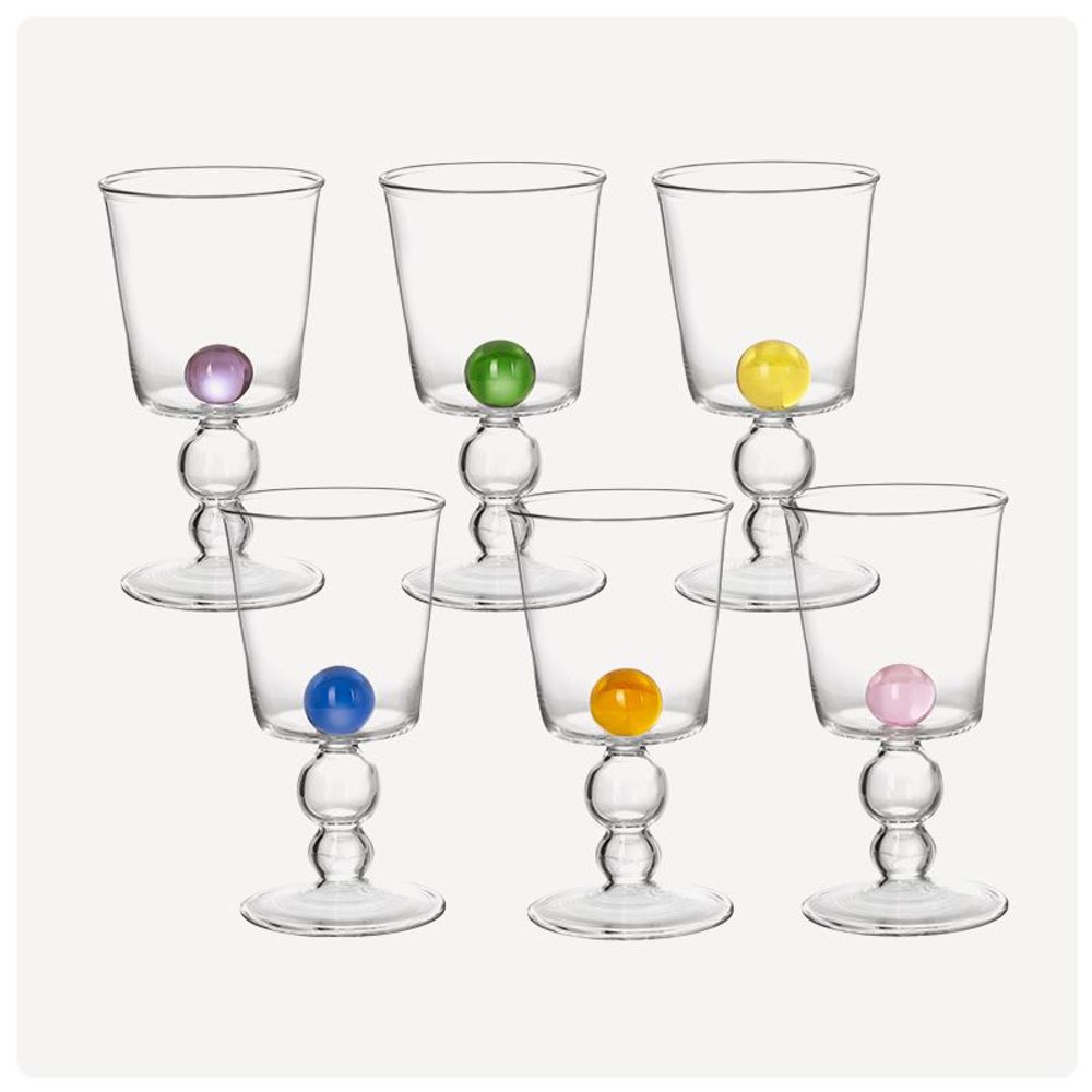 Verres à pied - 6 Verres 3 Boules - India Mahdavi - WAWW LA TABLE