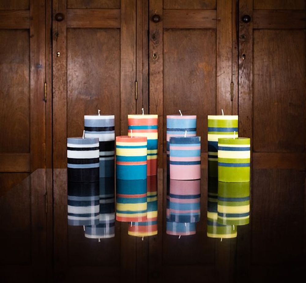 Gifts - British Colour Standard © - Striped & Solid Colour Pillar Candles - BRITISH COLOUR STANDARD©