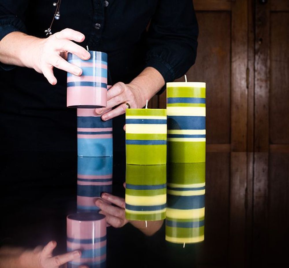 Gifts - British Colour Standard © - Striped & Solid Colour Pillar Candles - BRITISH COLOUR STANDARD©