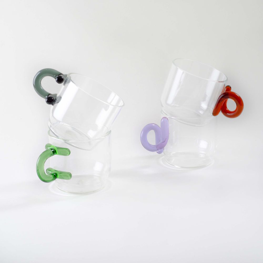 Tea and coffee accessories - Tea Time - Glass Cup Spiral Handle. - AND JACOB