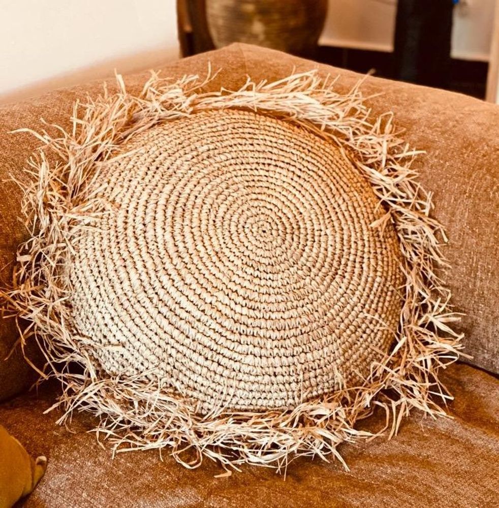 Fabric cushions - Round Sisal Pillow - CSRPM1 - BALINAISA