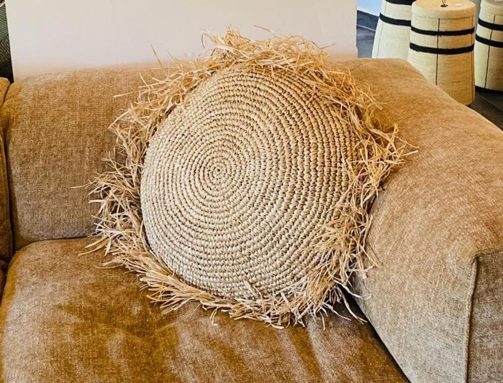 Fabric cushions - Round Sisal Pillow - CSRPM1 - BALINAISA