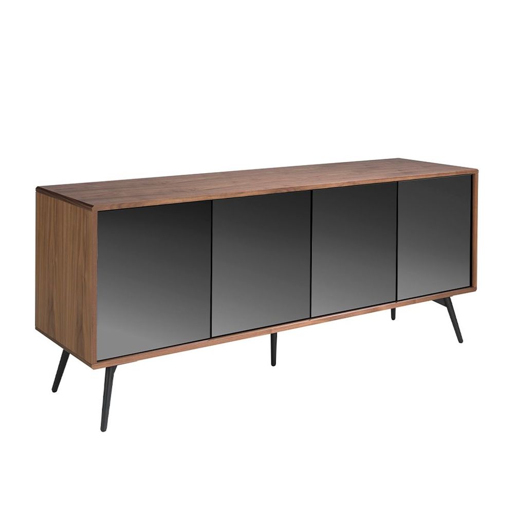 Mobilier et rangements pour bureau - Buffet en noyer avec portes miroir en verre noir - ANGEL CERDÁ