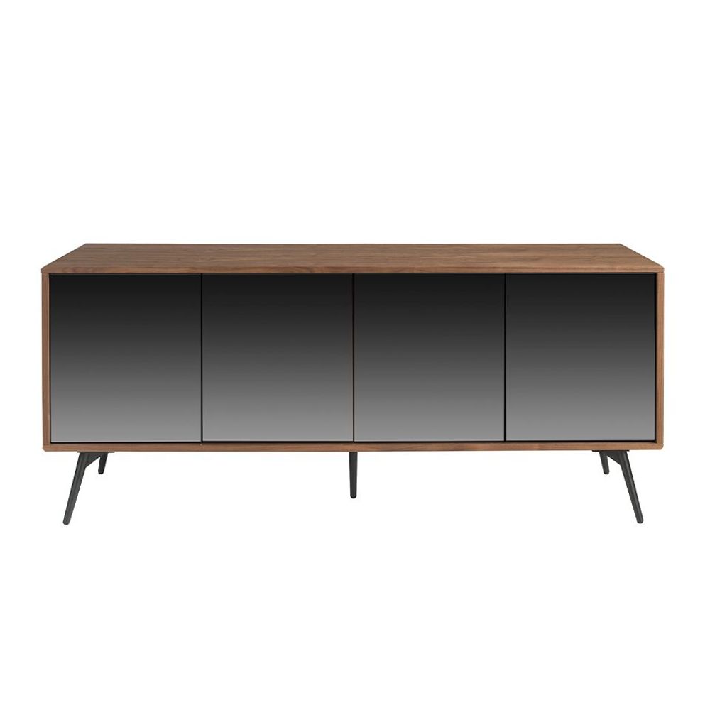 Mobilier et rangements pour bureau - Buffet en noyer avec portes miroir en verre noir - ANGEL CERDÁ