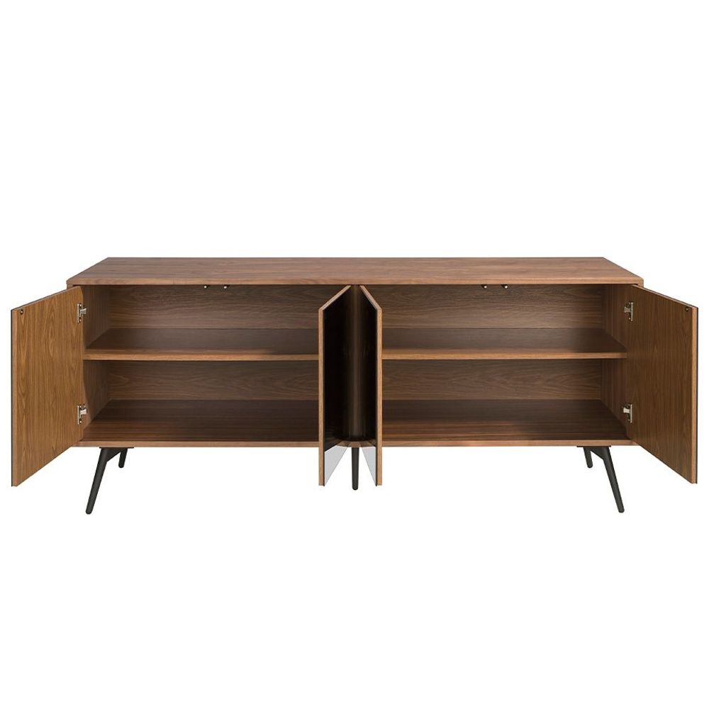 Mobilier et rangements pour bureau - Buffet en noyer avec portes miroir en verre noir - ANGEL CERDÁ