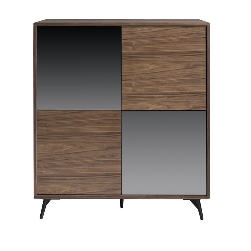 Buffets - Buffet en noyer et verre miroir noir - ANGEL CERDÁ
