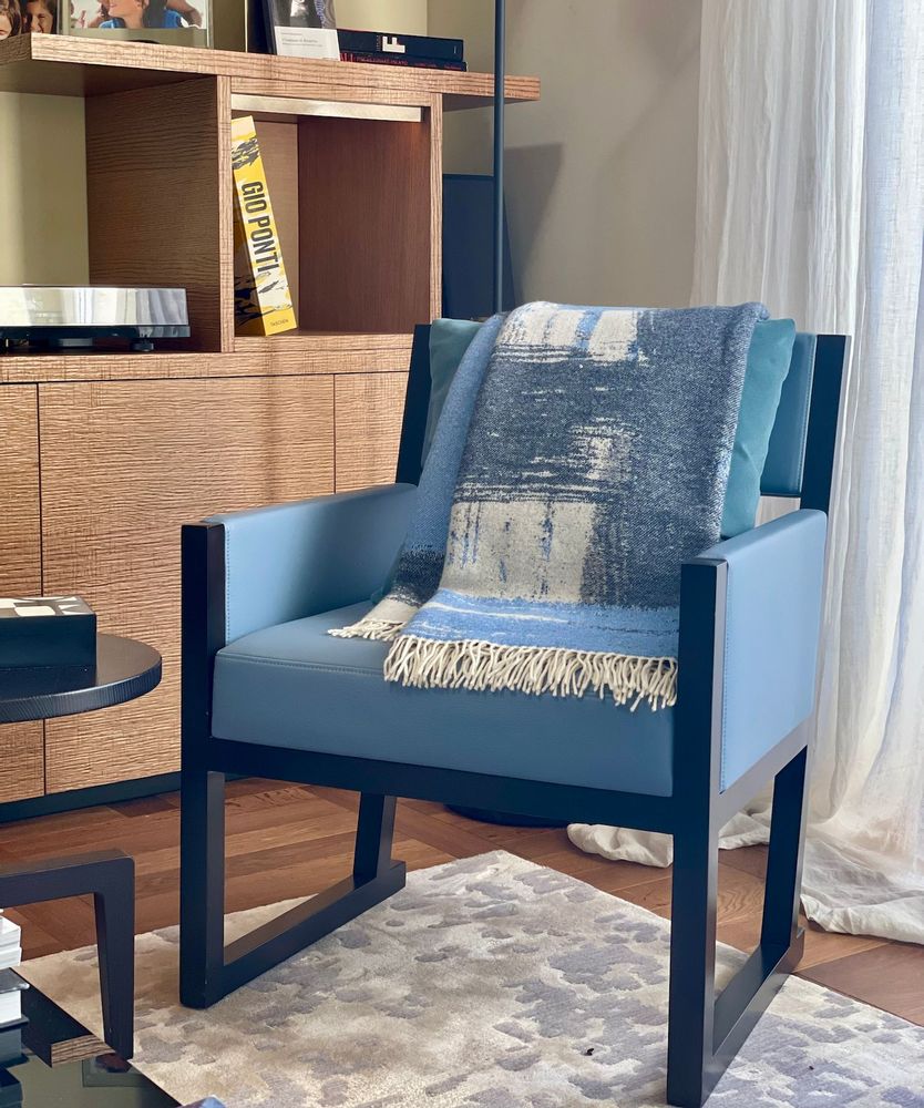 Throw blankets - jacquard throw with "brushstrokes" pattern - VILLA COMO