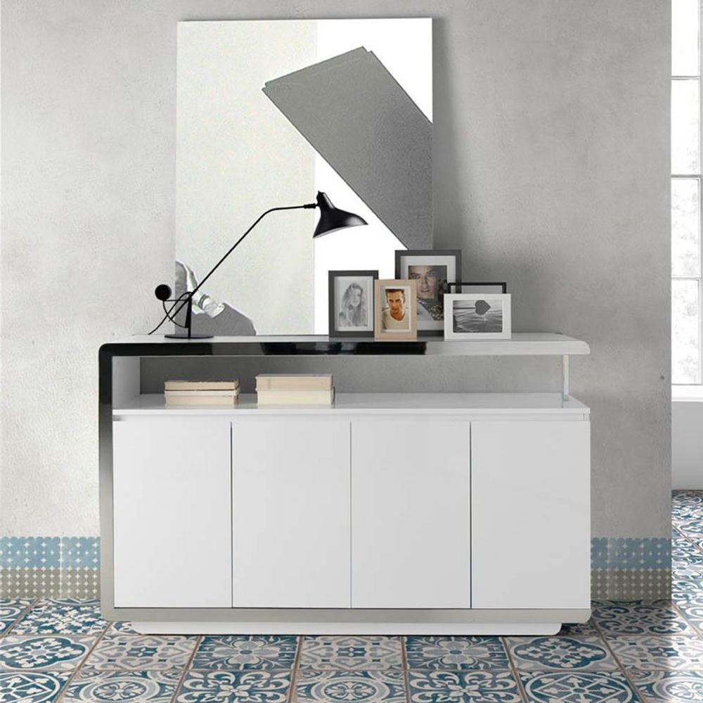 Office furniture and storage - White sideboard with steel structure - ANGEL CERDÁ