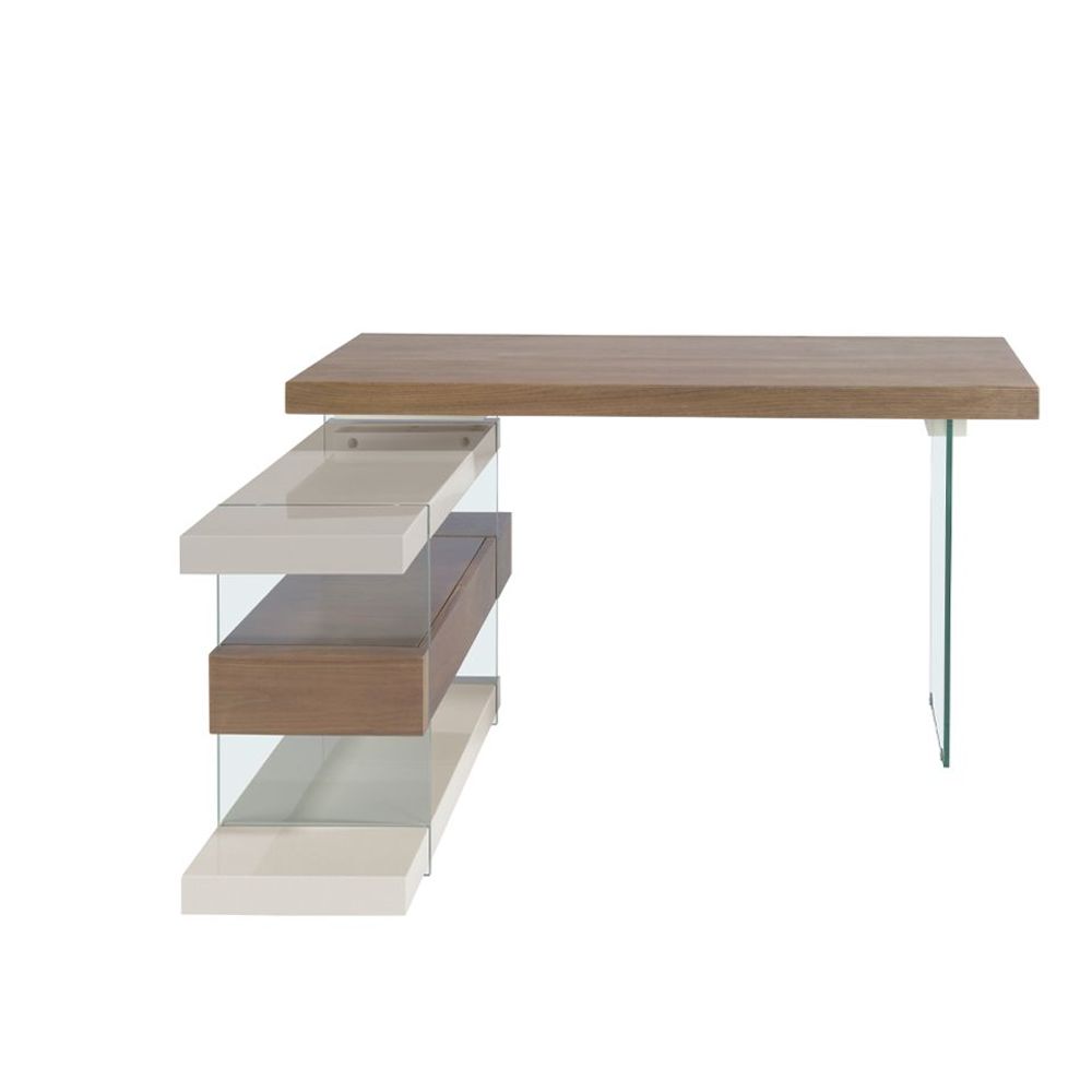Office furniture and storage - Walnut and glass office desk - ANGEL CERDÁ