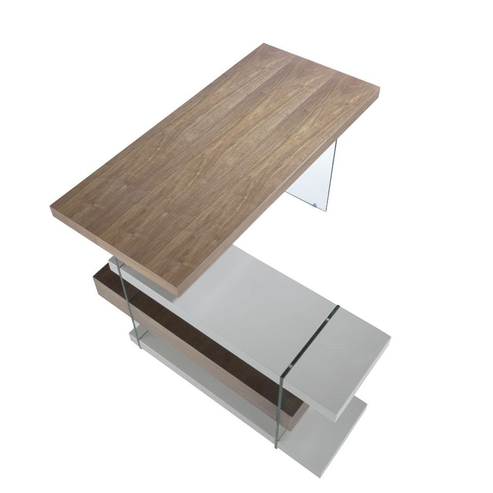 Office furniture and storage - Walnut and glass office desk - ANGEL CERDÁ