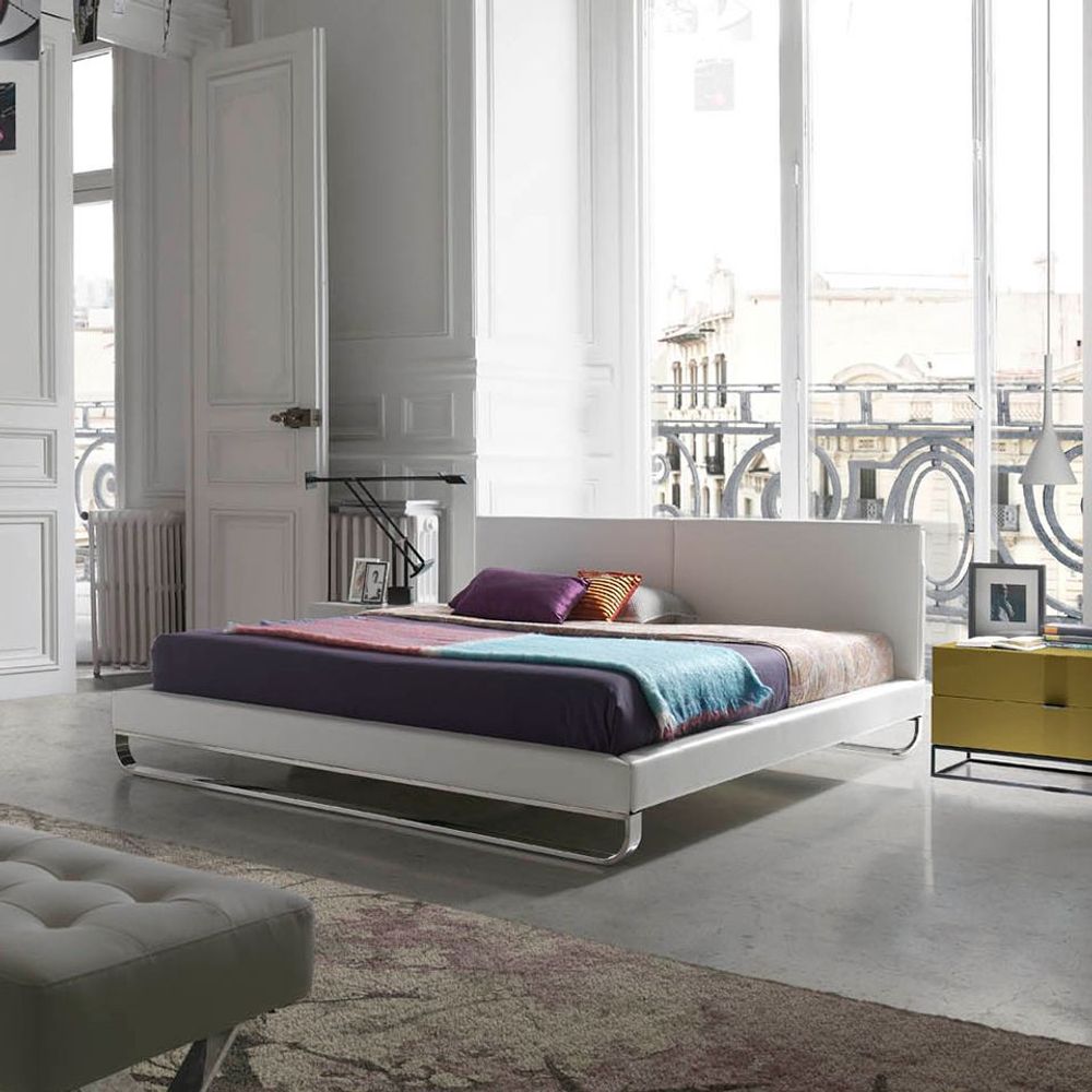 Lits - Lit rembourré en similicuir blanc - ANGEL CERDÁ