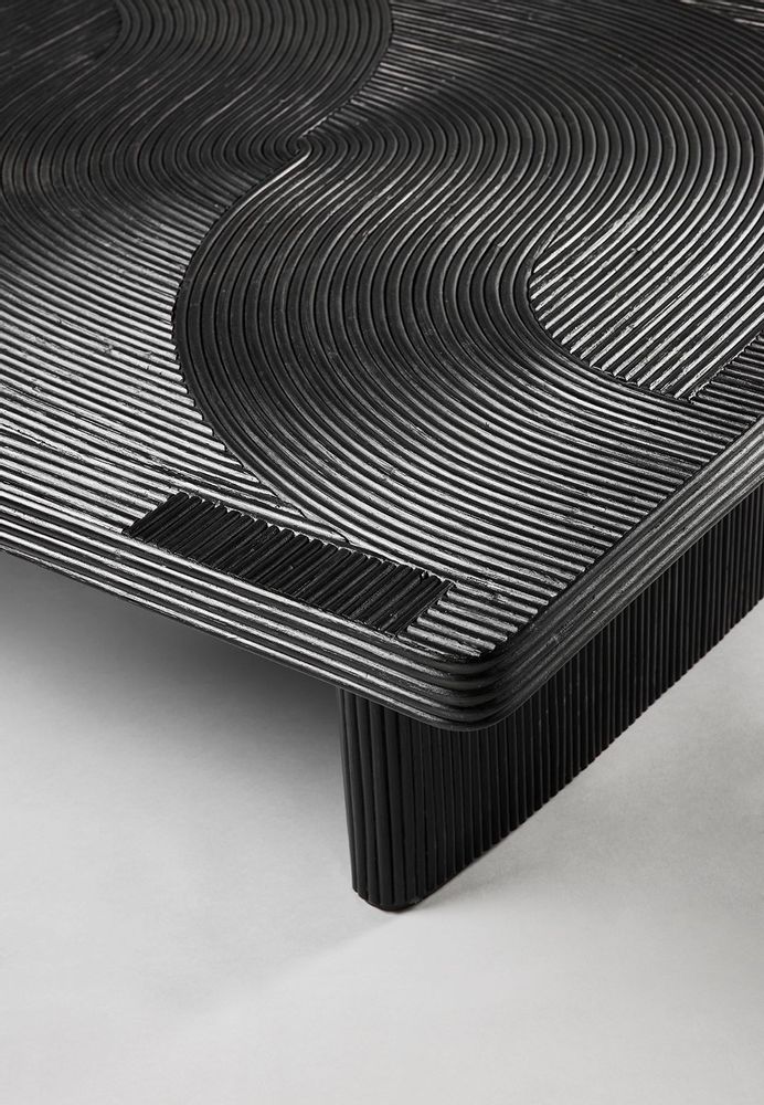 Decorative objects - Wabi rectangular wood and black rattan coffee table - CFOC
