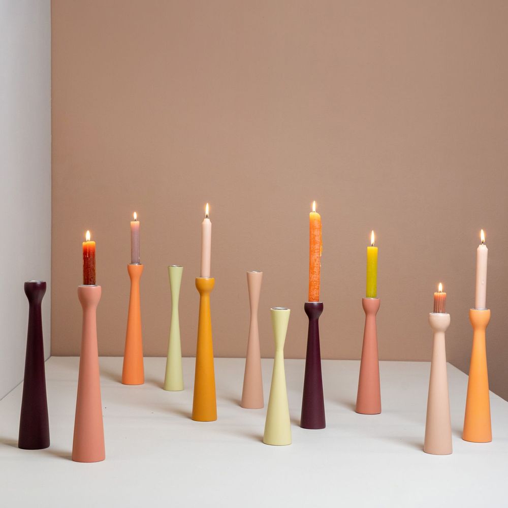 Candlesticks and candle holders - Kinta’s colored wood & arch candleholders - KINTA