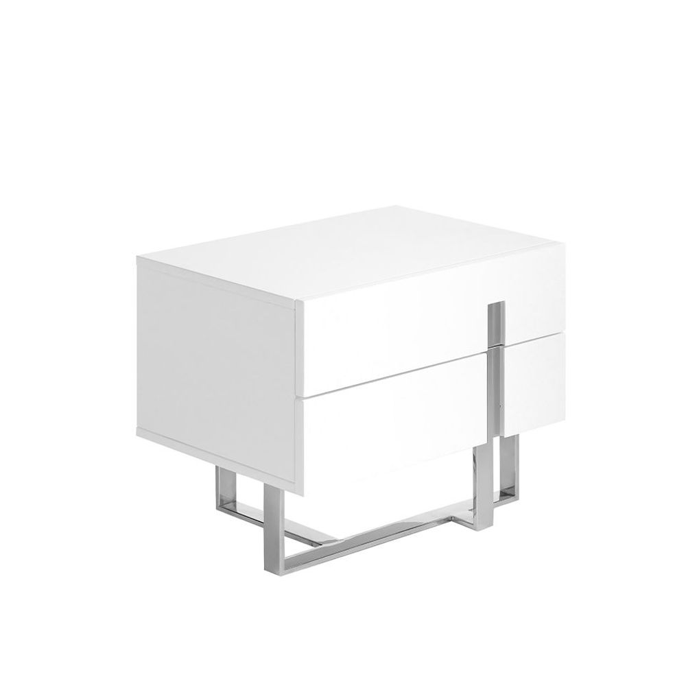 Night tables - White and steel bedside table - ANGEL CERDÁ