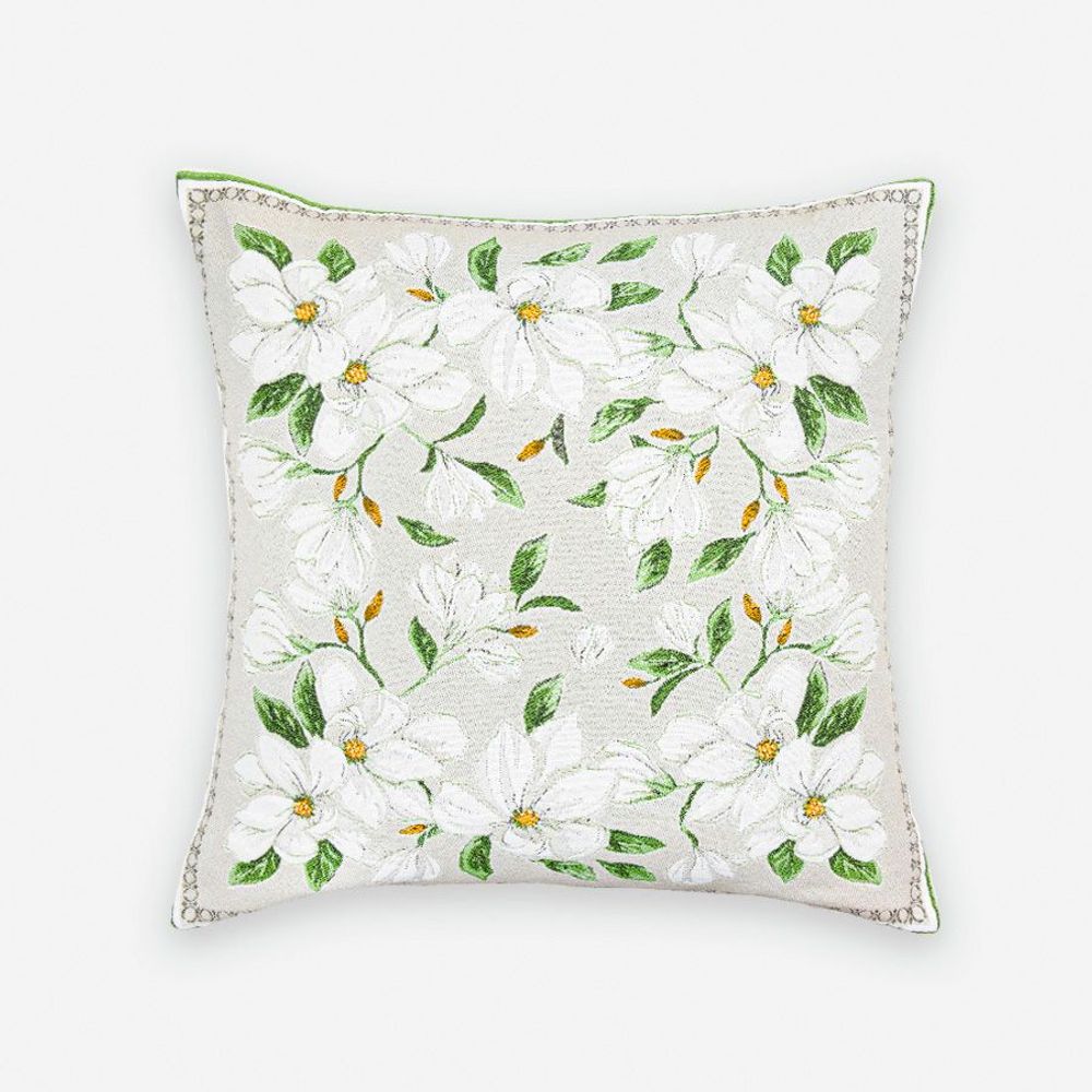 Couettes et oreillers  - Housse de coussin Jacquard - Magnolia - TISSUS TOSELLI