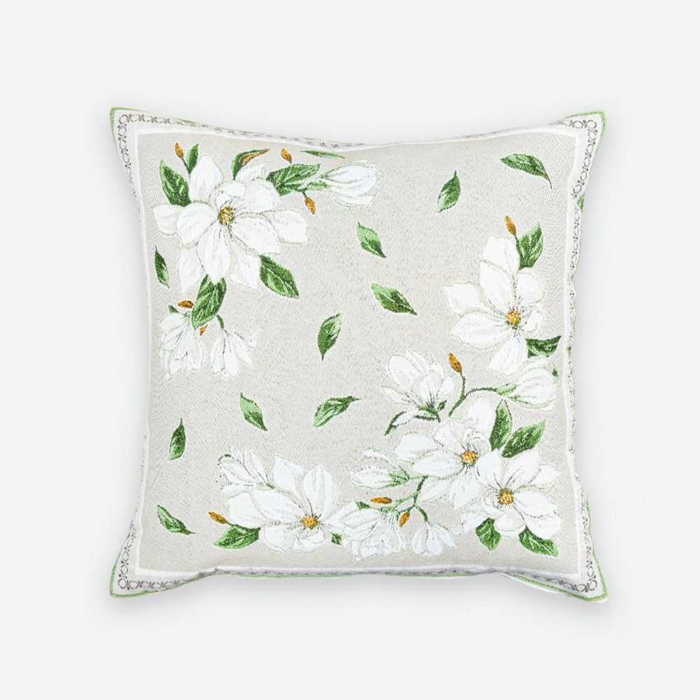 Couettes et oreillers  - Housse de coussin Jacquard - Magnolia - TISSUS TOSELLI