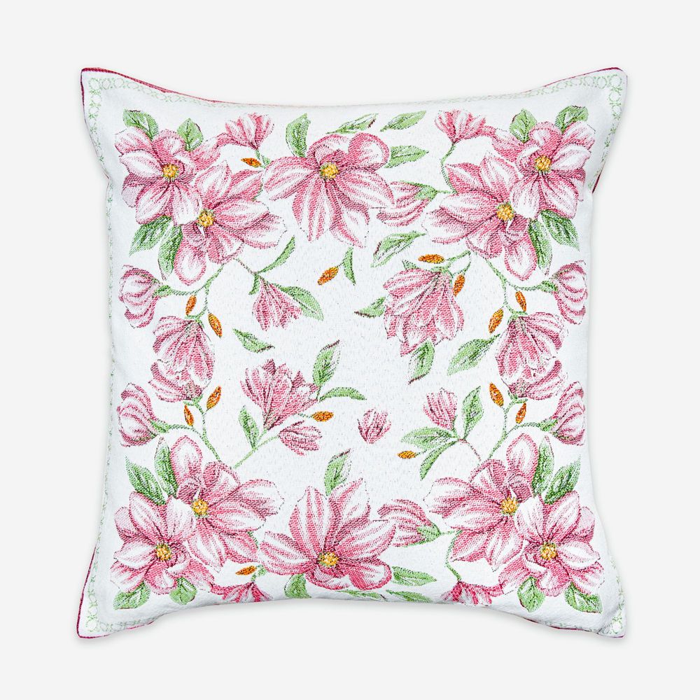 Couettes et oreillers  - Housse de coussin Jacquard - Magnolia - TISSUS TOSELLI