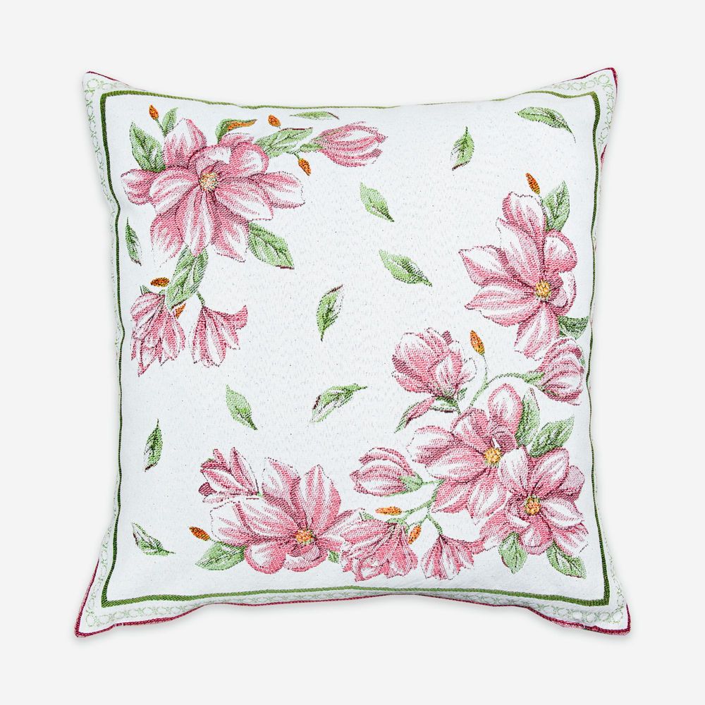 Couettes et oreillers  - Housse de coussin Jacquard - Magnolia - TISSUS TOSELLI