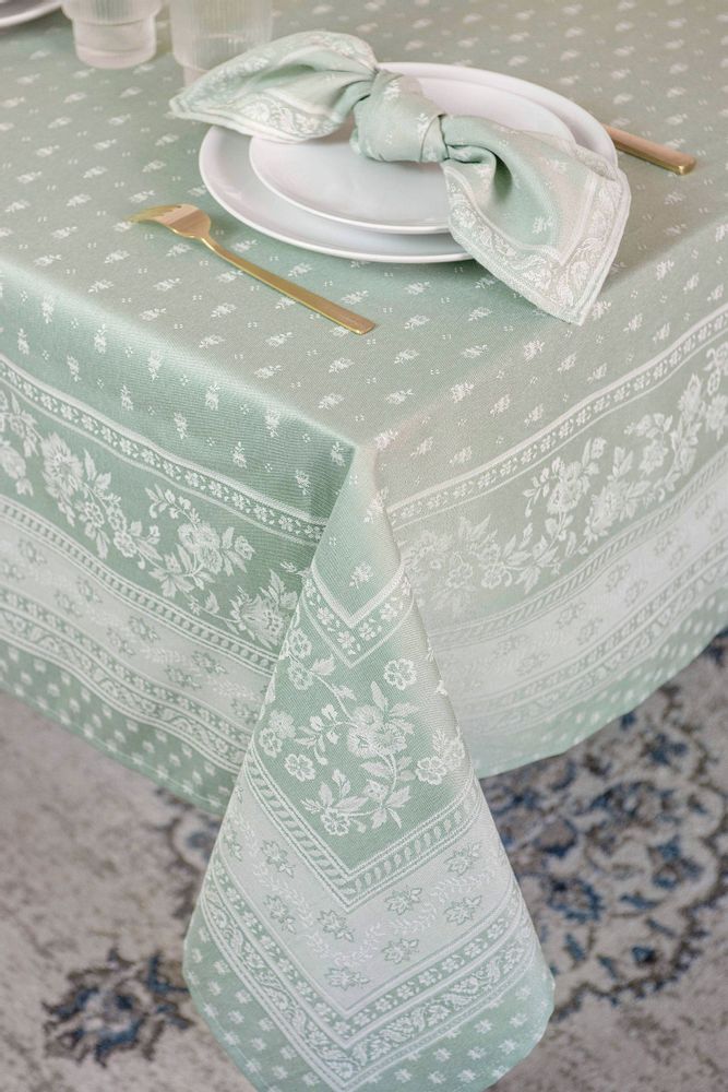 Table linen - Durance Jacquard Tablecloth - Olive - TISSUS TOSELLI