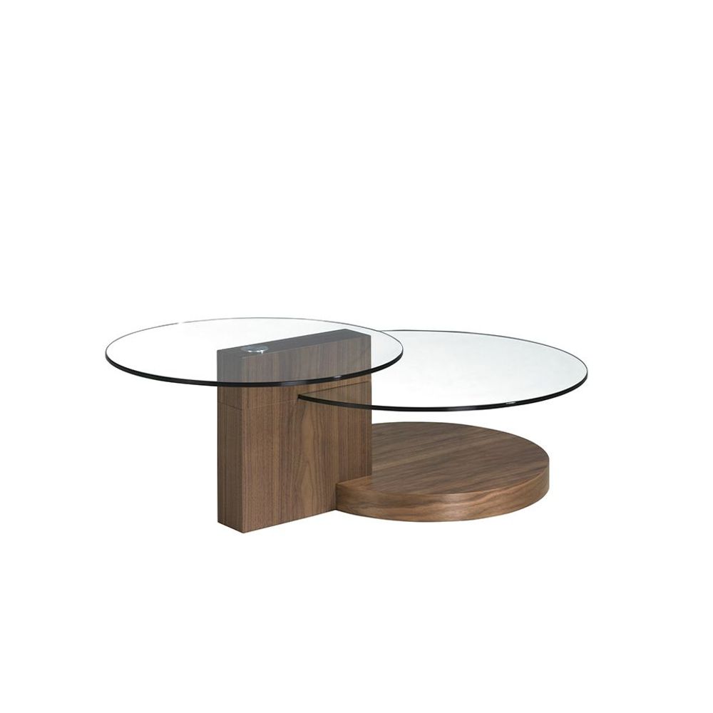 Coffee tables - Walnut glass round top coffee table - ANGEL CERDÁ