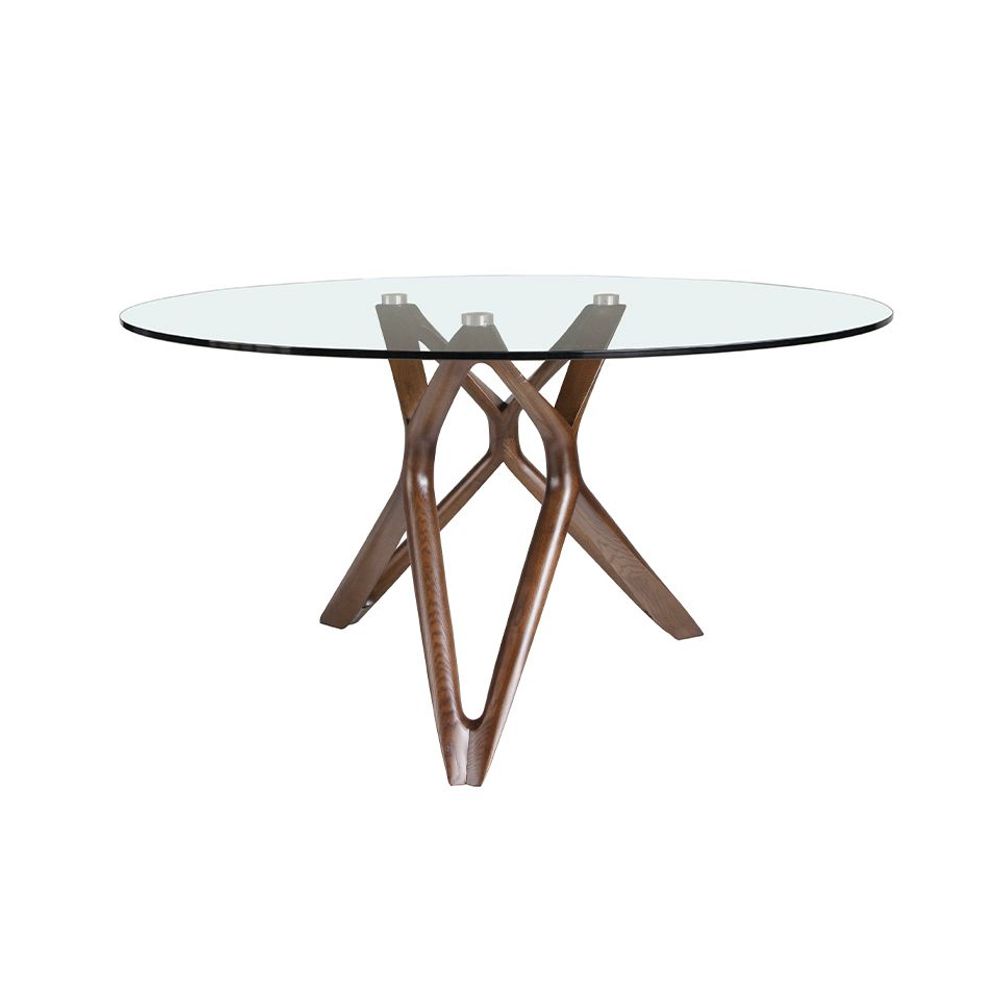 Tables Salle à Manger - Table de salle à manger ronde en verre et bois - ANGEL CERDÁ