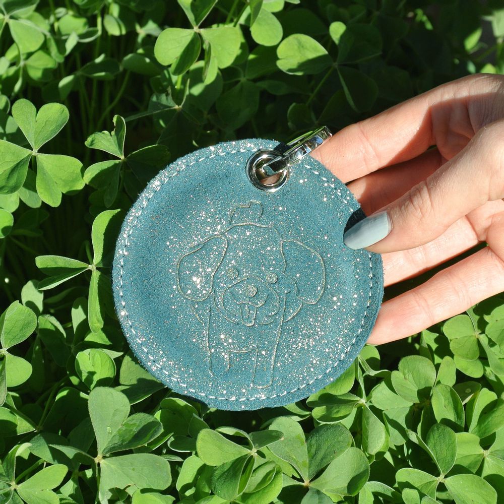 Petite maroquinerie - Porte-clés Chien en cuir pailleté - LA CARTABLIÈRE