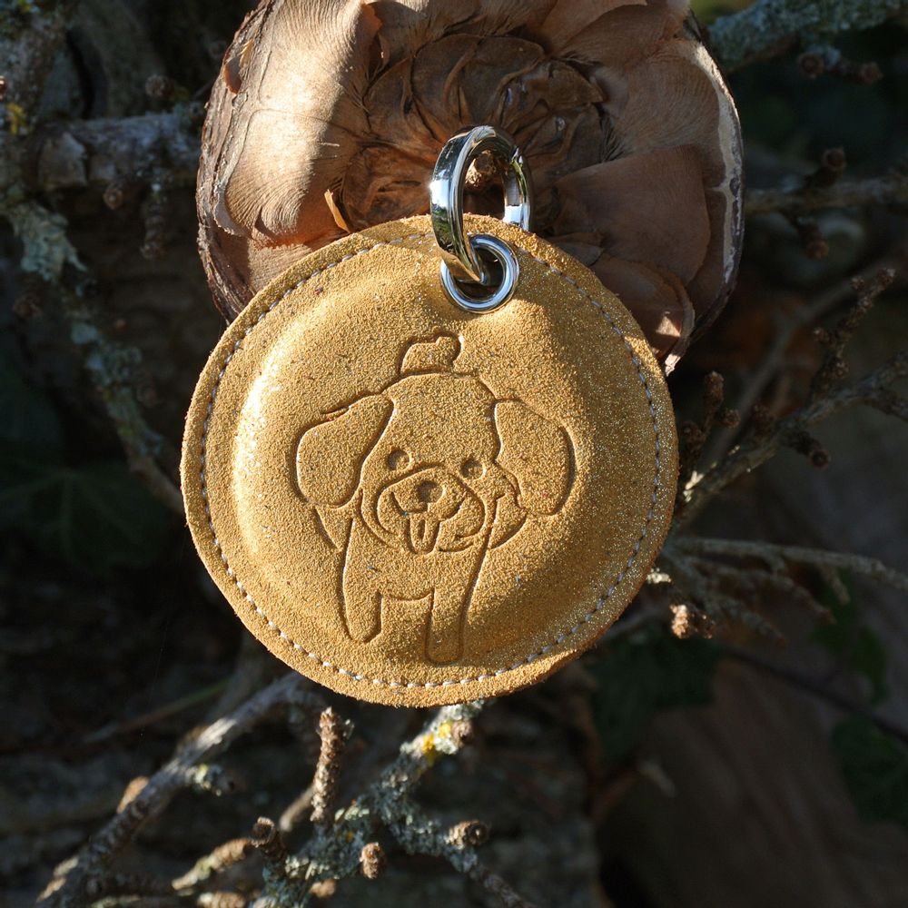 Petite maroquinerie - Porte-clés Chien en cuir pailleté - LA CARTABLIÈRE