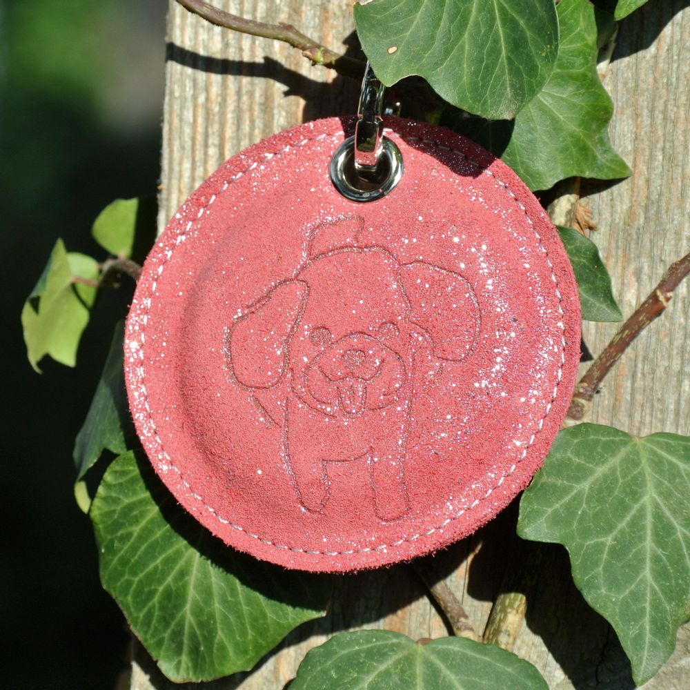 Petite maroquinerie - Porte-clés Chien en cuir pailleté - LA CARTABLIÈRE