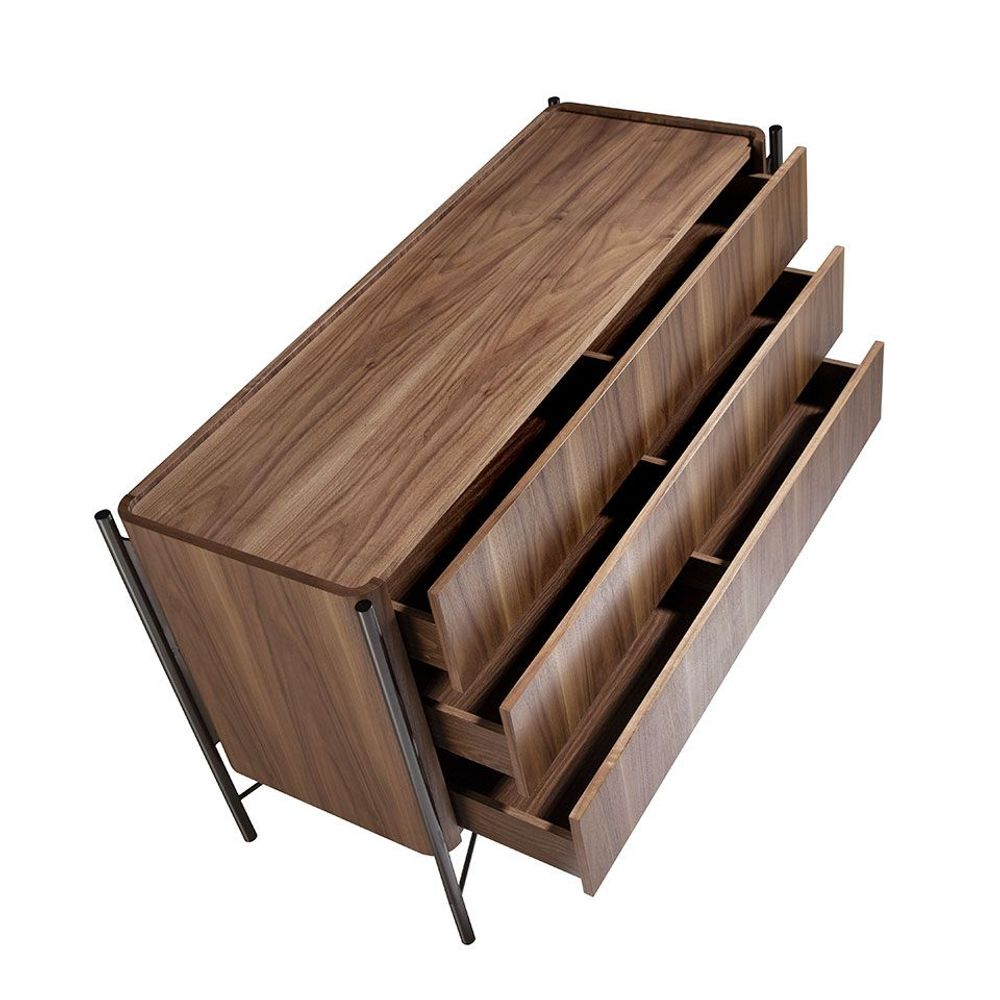 Commodes - Commode en bois de noyer et acier noirci - ANGEL CERDÁ