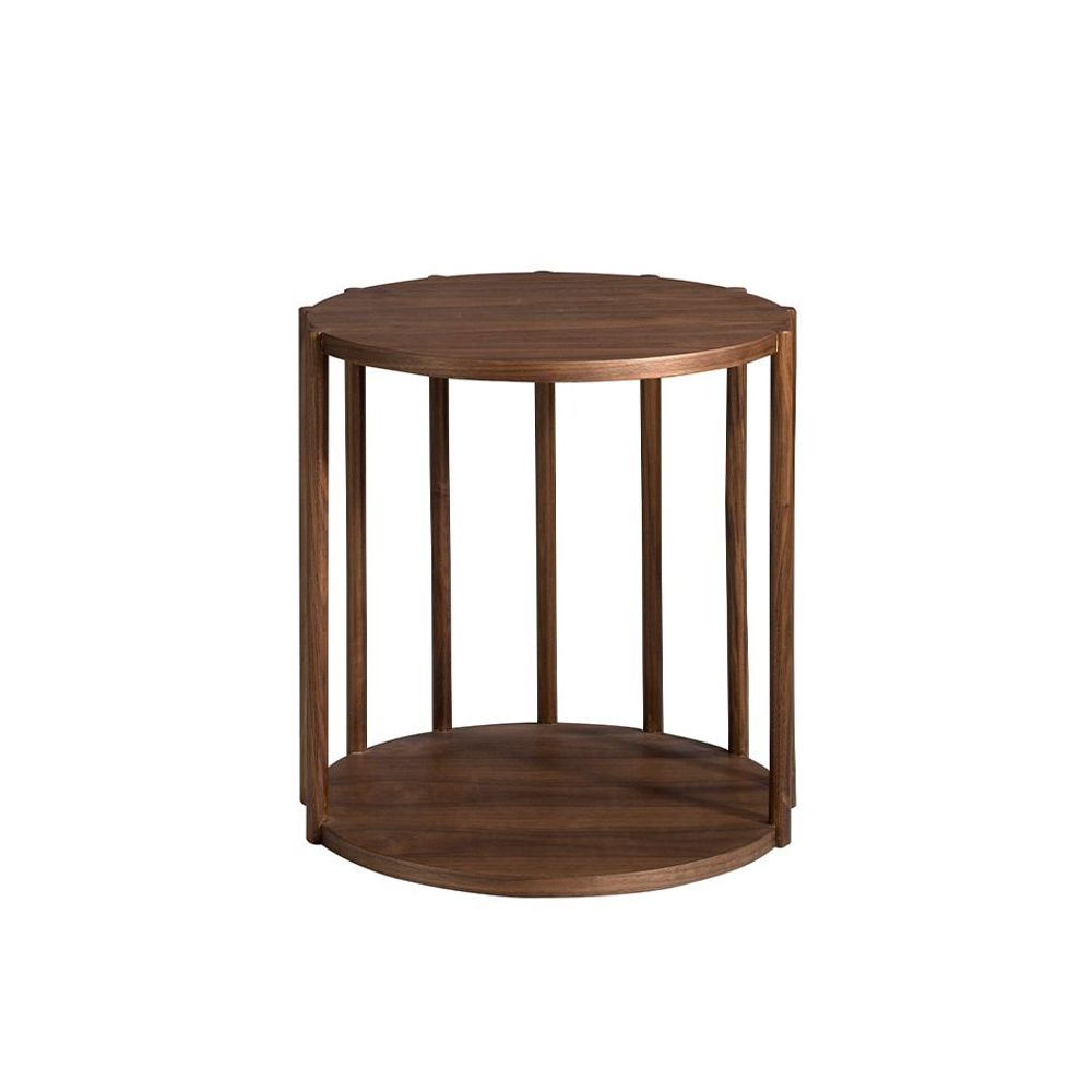 Tables basses - Table d'angle ronde en noyer - ANGEL CERDÁ