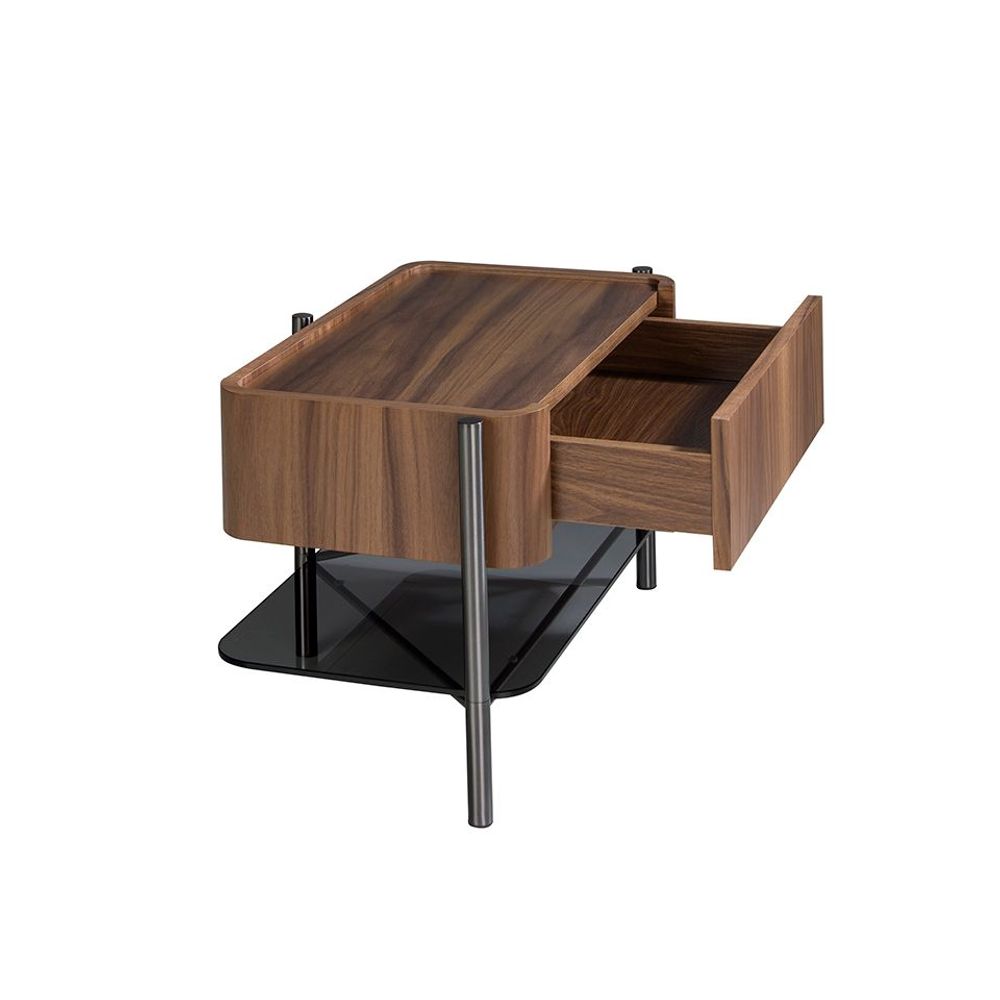 Tables de nuit - Table de chevet en bois de noyer et acier foncé - ANGEL CERDÁ
