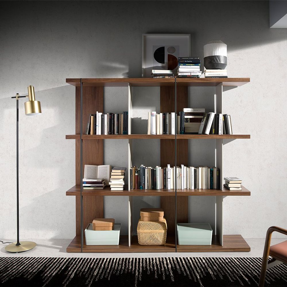 Office furniture and storage - Walnut and lacquered wood bookcase - ANGEL CERDÁ
