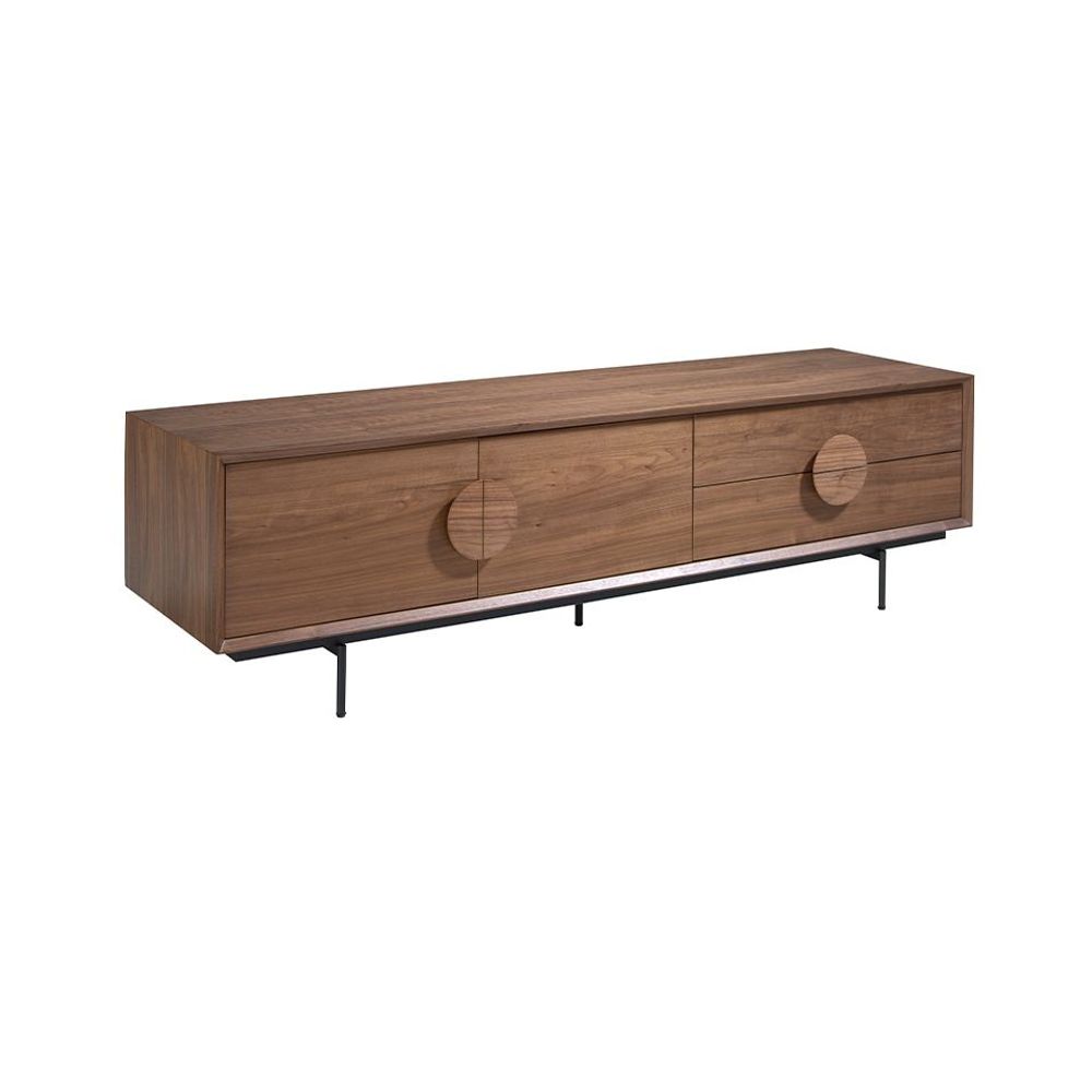 Buffets - Meuble TV en bois de noyer et acier noir - ANGEL CERDÁ