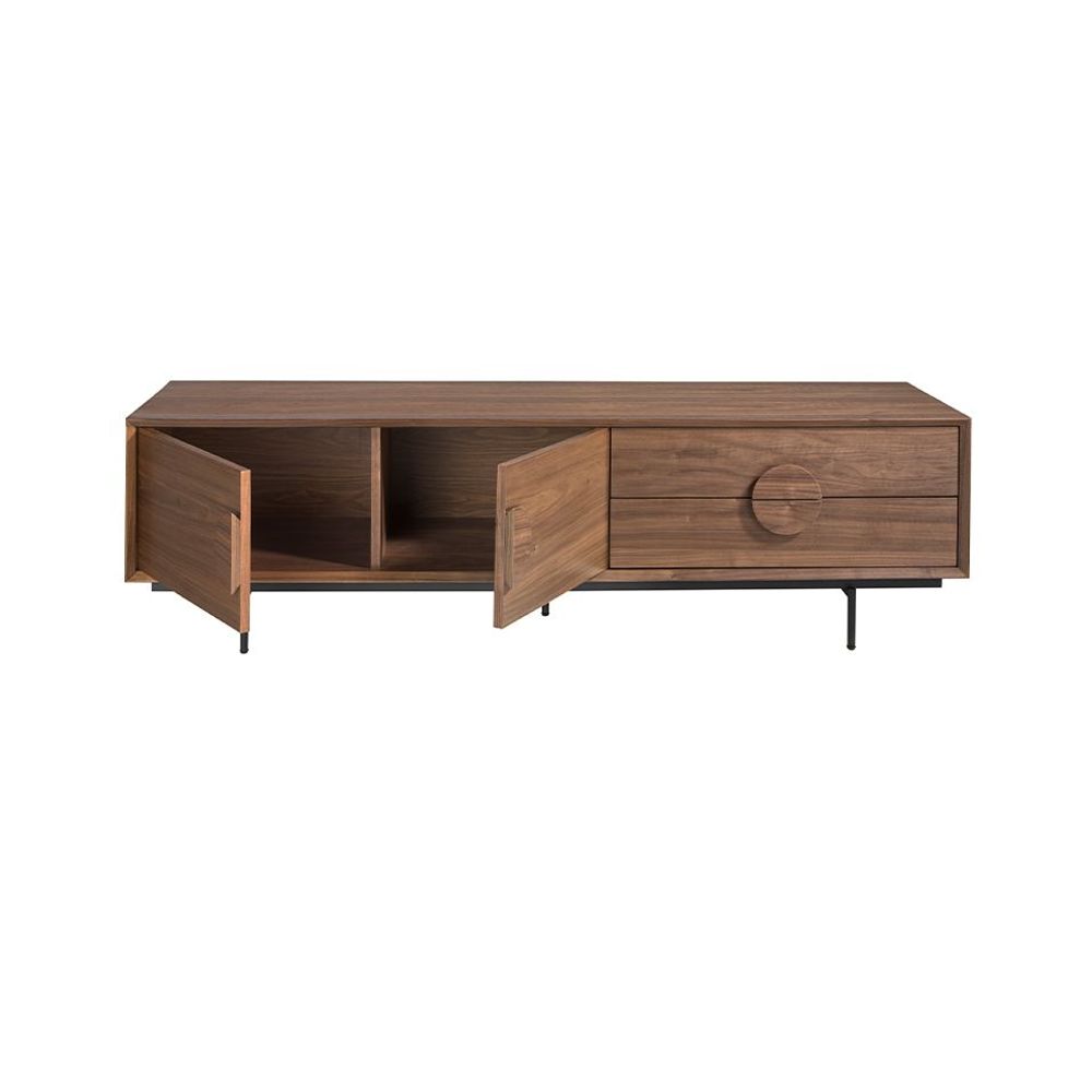 Buffets - Meuble TV en bois de noyer et acier noir - ANGEL CERDÁ