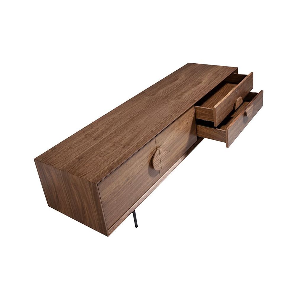 Buffets - Meuble TV en bois de noyer et acier noir - ANGEL CERDÁ