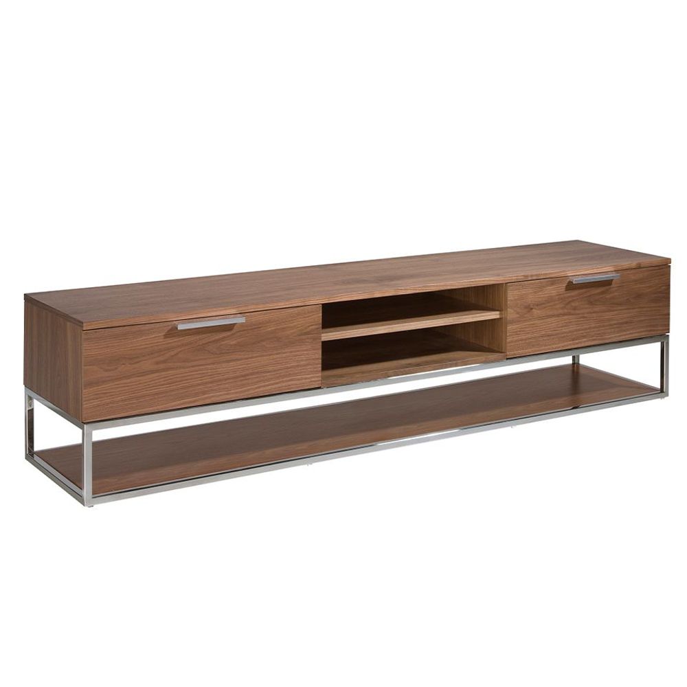 Sideboards - Rectangular TV stand with walnut and chromed steel - ANGEL CERDÁ