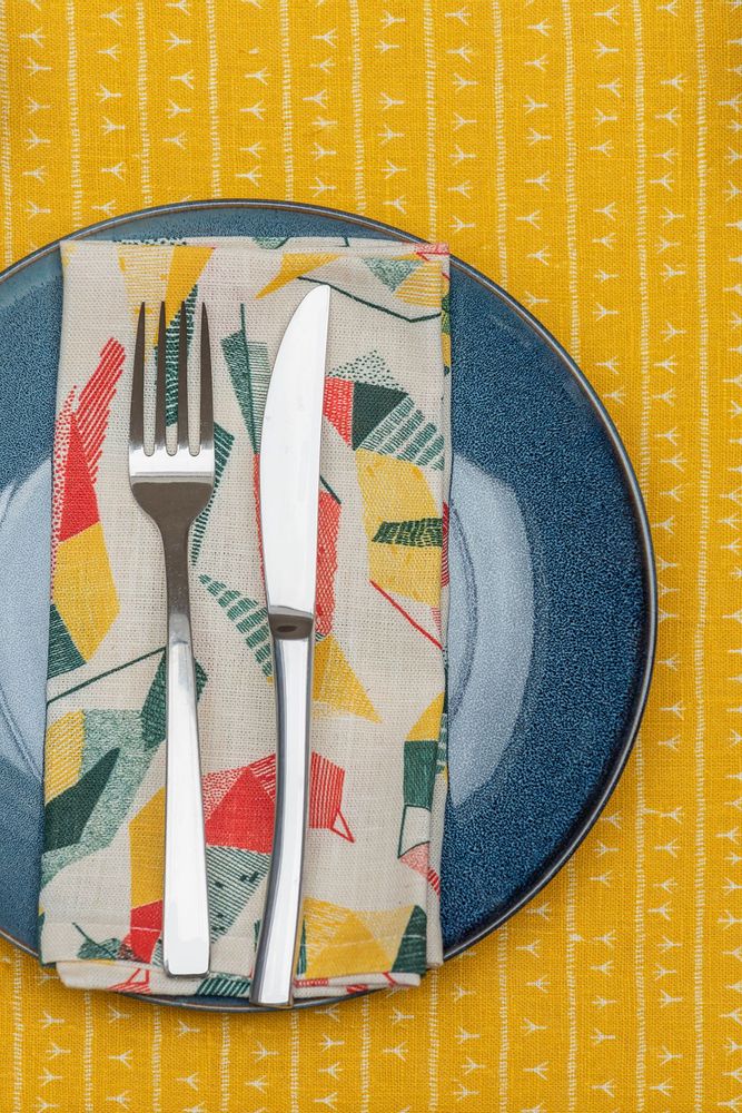 Table linen - Paire de Serviette de table (par 2) 100% lin 45x45cm - Motif SABIÁ - SABIÁ DESIGN