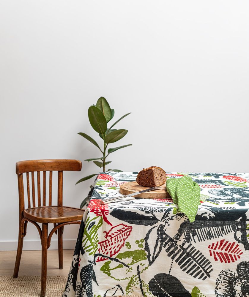 Linge de table textile - Paire de Serviette de table 100% lin 45x45cm - ARRASTA PÉ vert ABACATE - SABIÁ DESIGN