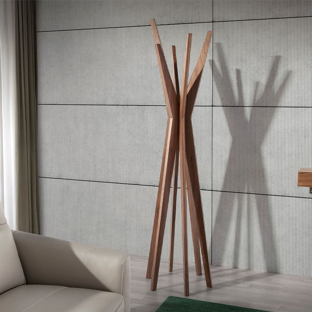 Wardrobe - Coat rack walnut wood - ANGEL CERDÁ