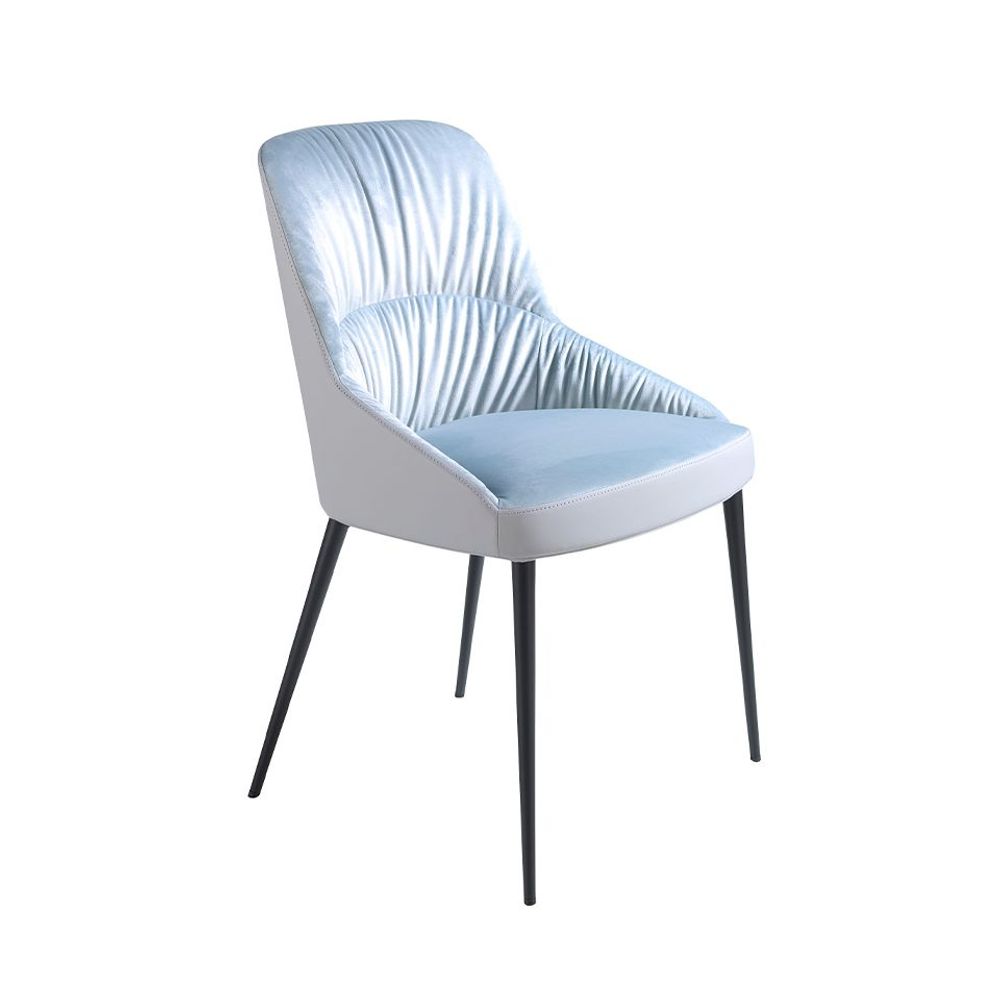 Chaises - Chaise tapissée en éco-cuir, tissu et pieds en acier noir - ANGEL CERDÁ